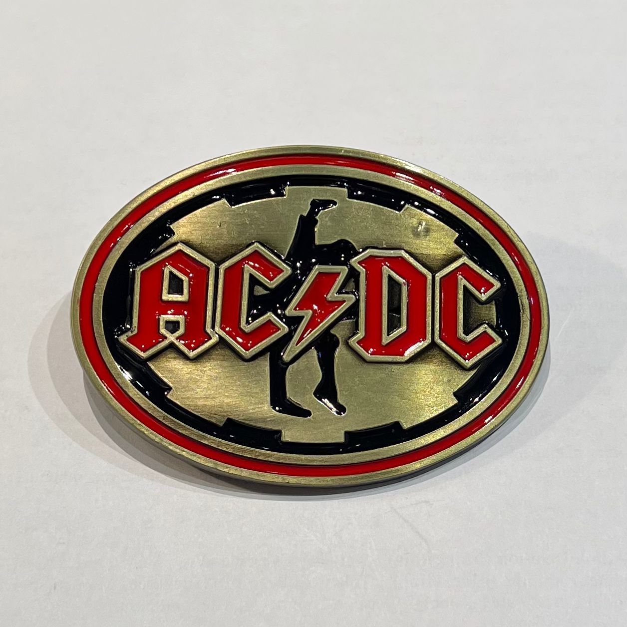 Red ACDC Belt Buckle