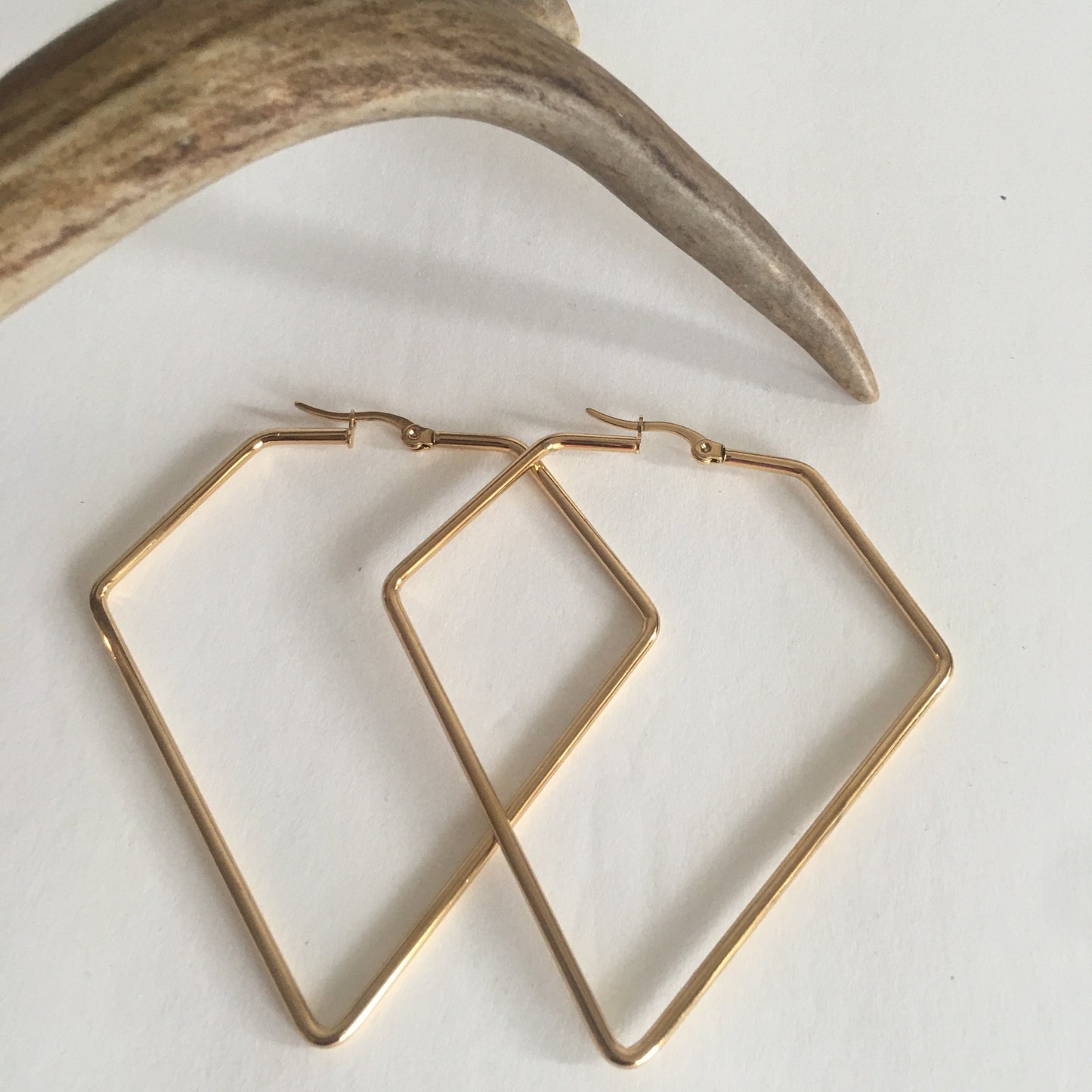 Diamond Cut Stainless Steel Hoop Earrings