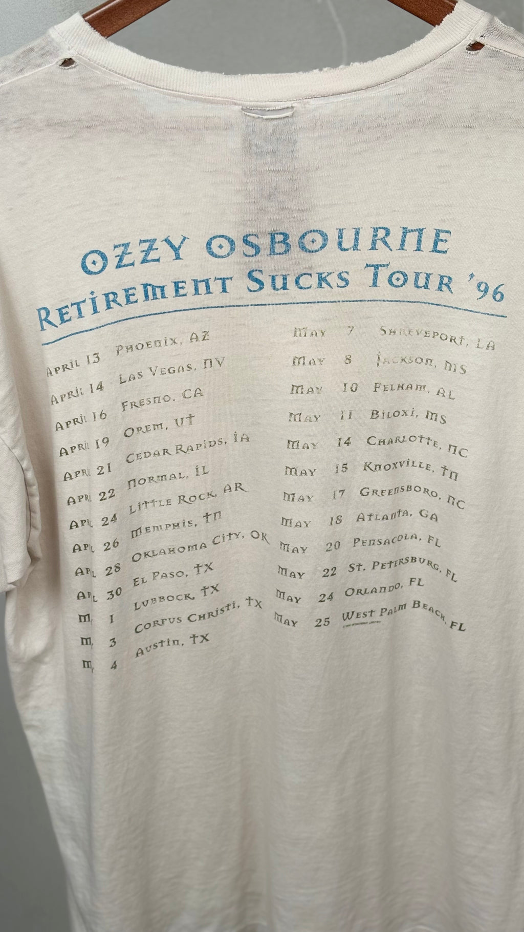 1996 Ozzy Osborne Retirement Sucks Tour T-Shirt