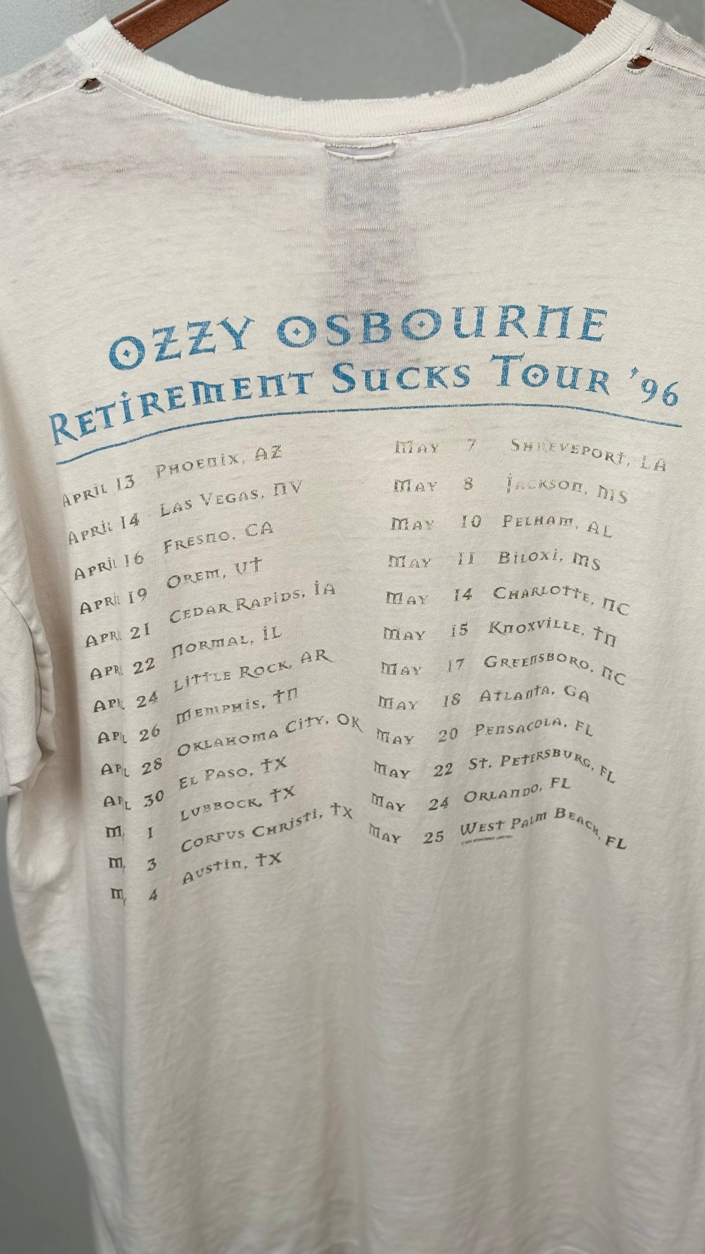1996 Ozzy Osborne Retirement Sucks Tour T-Shirt
