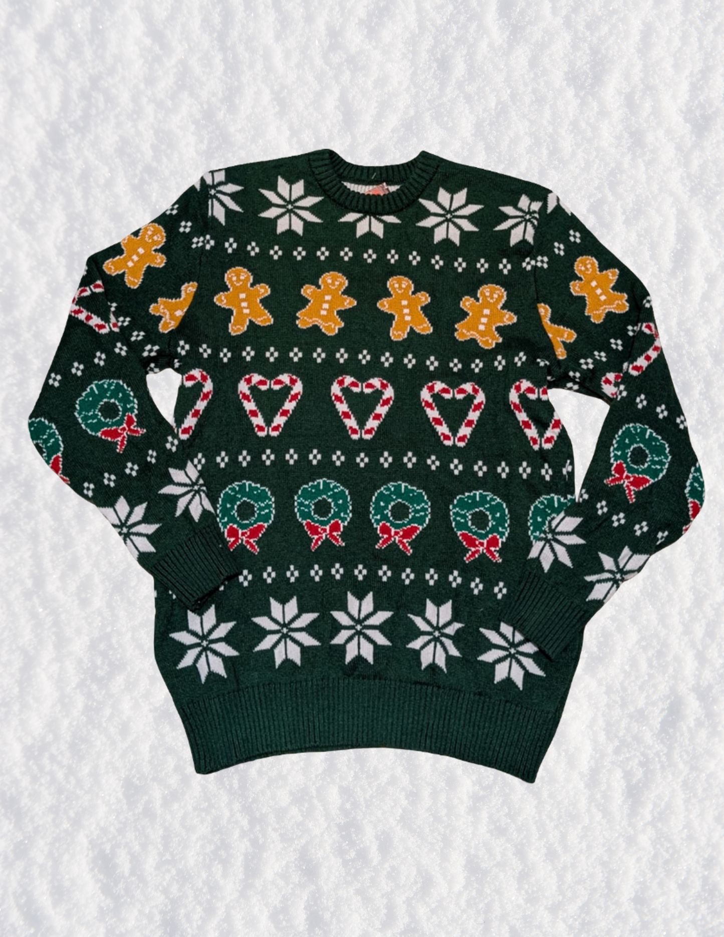 Gingerbread & Candy Cane Heart Christmas Sweater