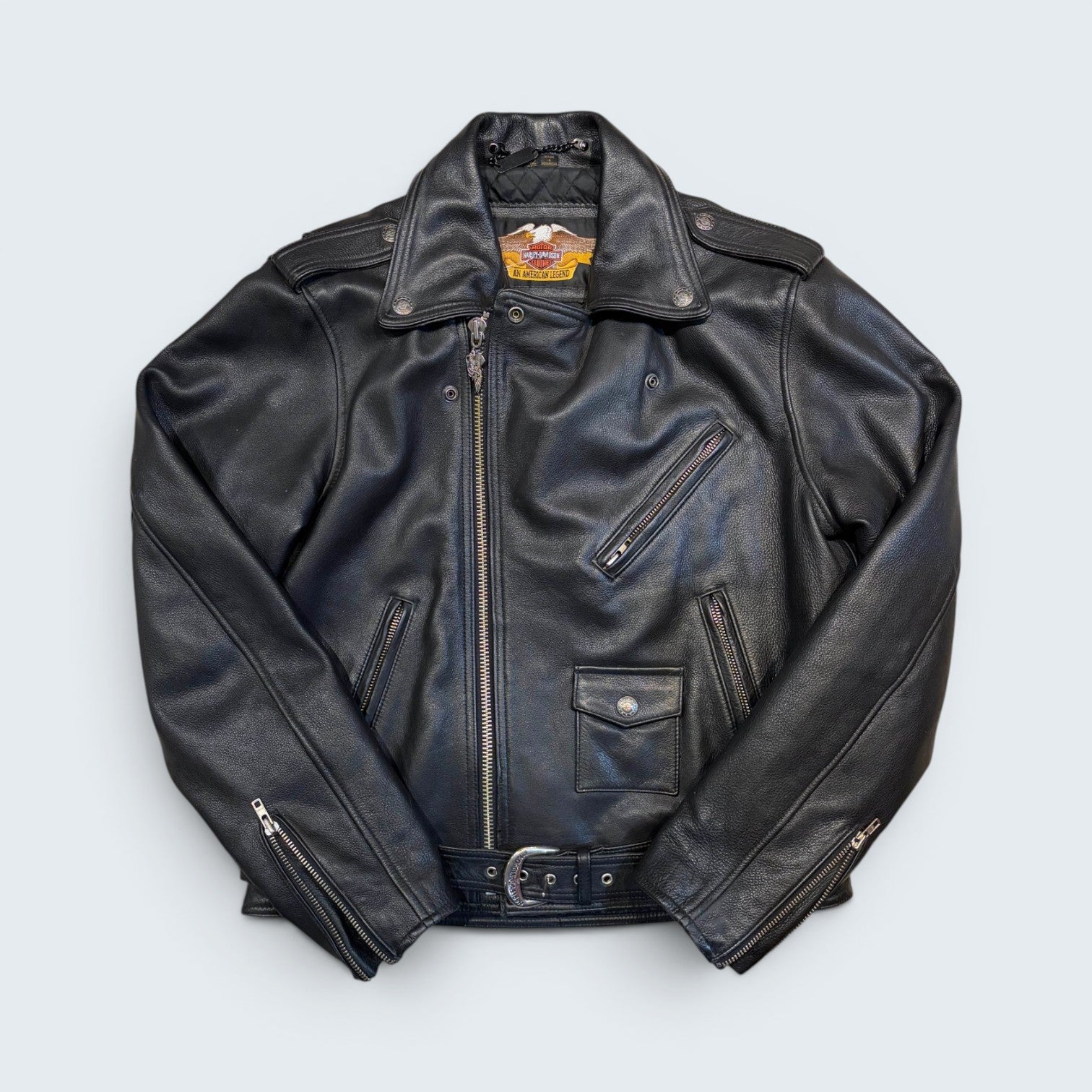 Harley Davidson - Black Leather Jackets with Eagle Imprint Back