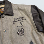 Harley Davidson - Leather and Suede Grey Varsity Jacket