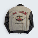 Harley Davidson - Leather and Suede Grey Varsity Jacket