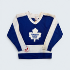 Toronto Maple Leafs children's hockey jersey with Calgary Wranglers patch — Boys Size S