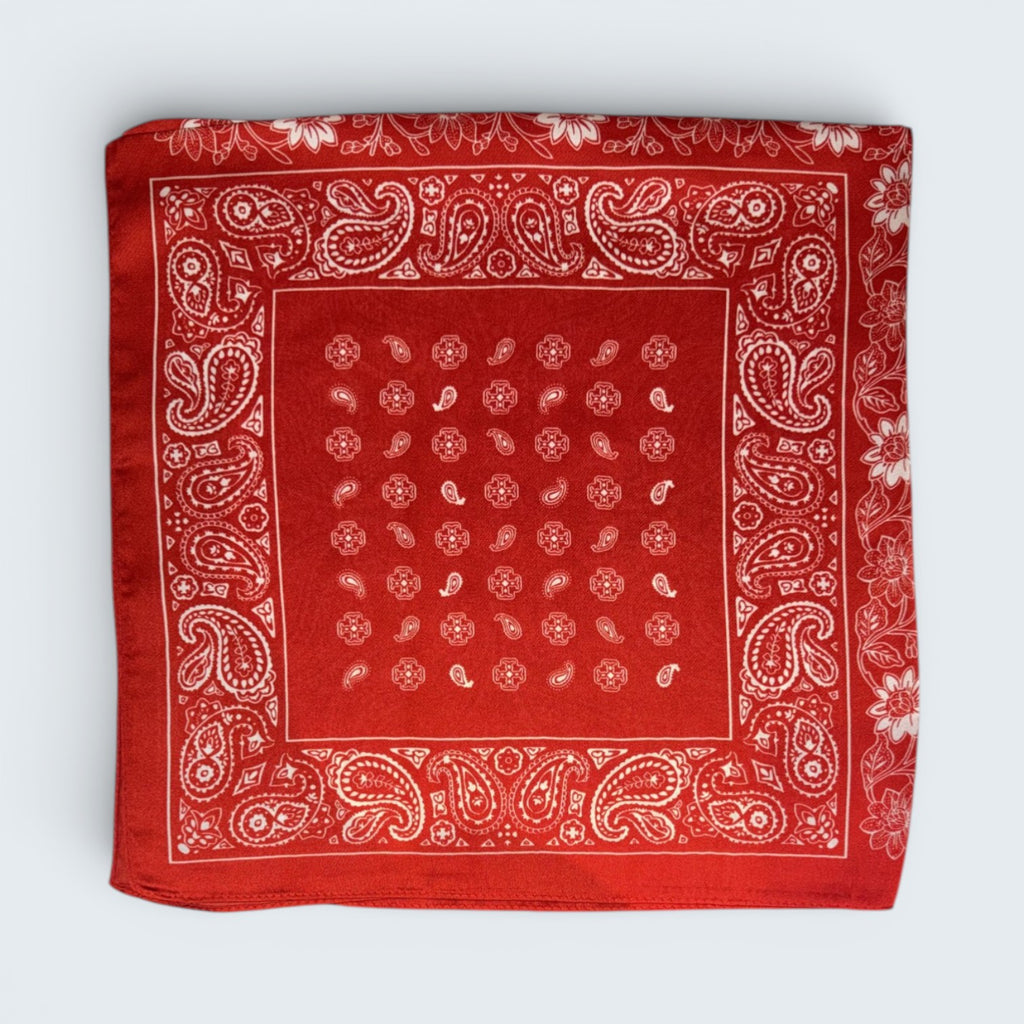 Bandana Print Silk Like Scarf