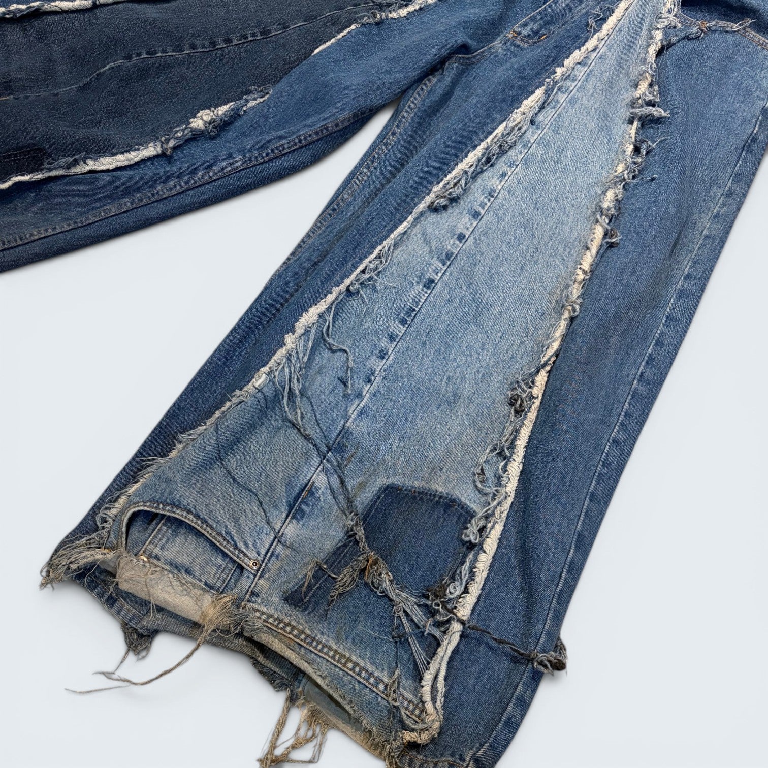 Stoxx - Custom Reconstructed Wide-Leg Denim Jeans - Size 16