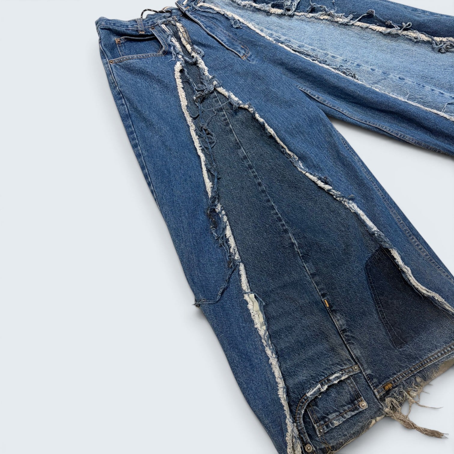 Stoxx - Custom Reconstructed Wide-Leg Denim Jeans - Size 16