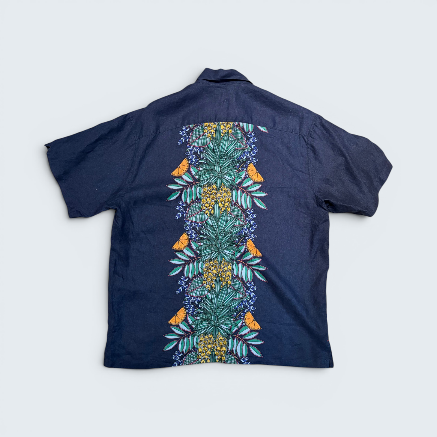 IPOP Boutique navy pineapple panel short-sleeve shirt — Size OS