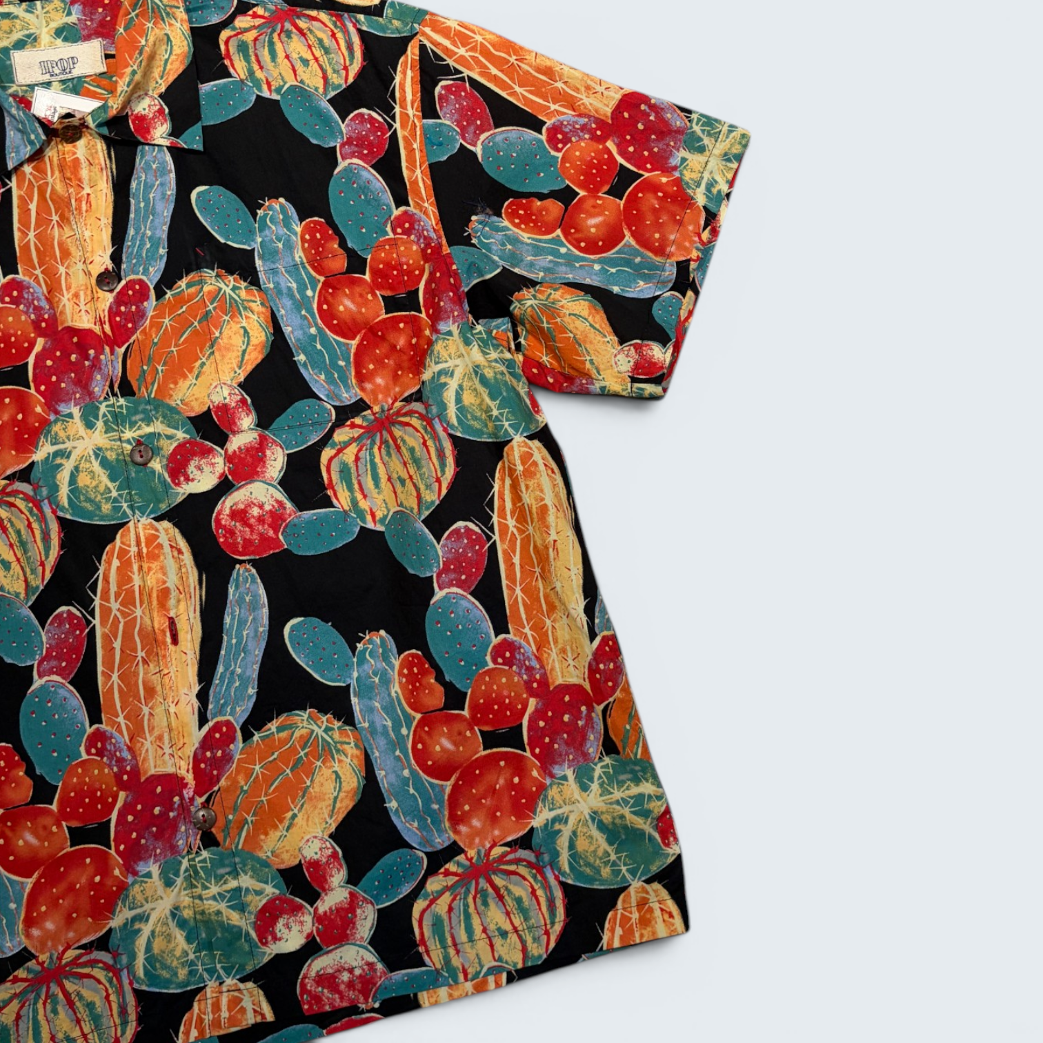 IPOP Boutique black cactus print short-sleeve shirt — Size OS