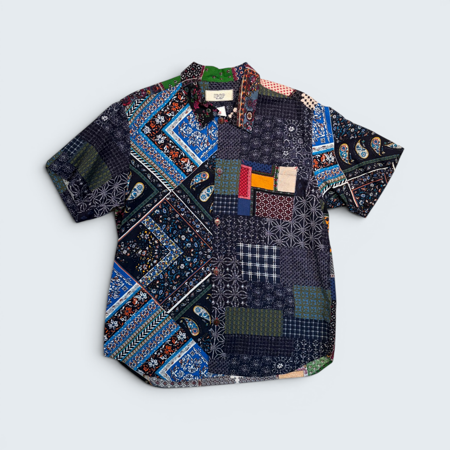 IPOP Boutique multicolour patchwork print short-sleeve shirt — Size OS
