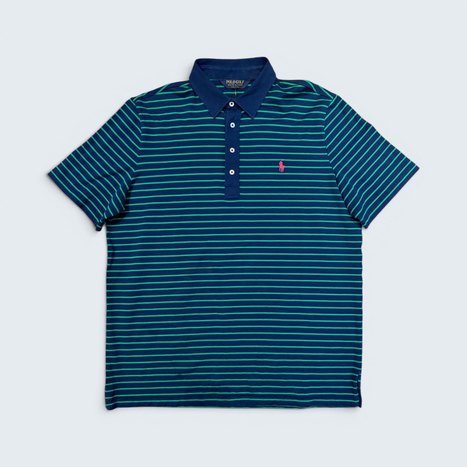 Polo Golf Ralph Lauren navy striped short-sleeve polo — Size XL