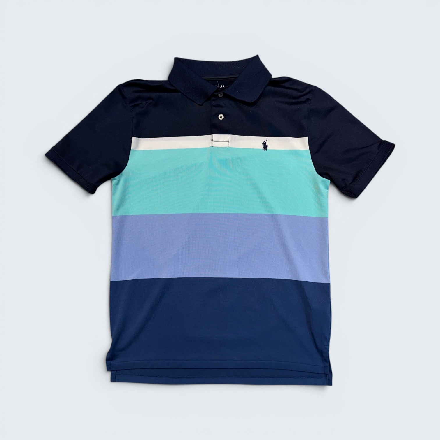 Polo Ralph Lauren navy colourblock short-sleeve polo — Size L (14/16)