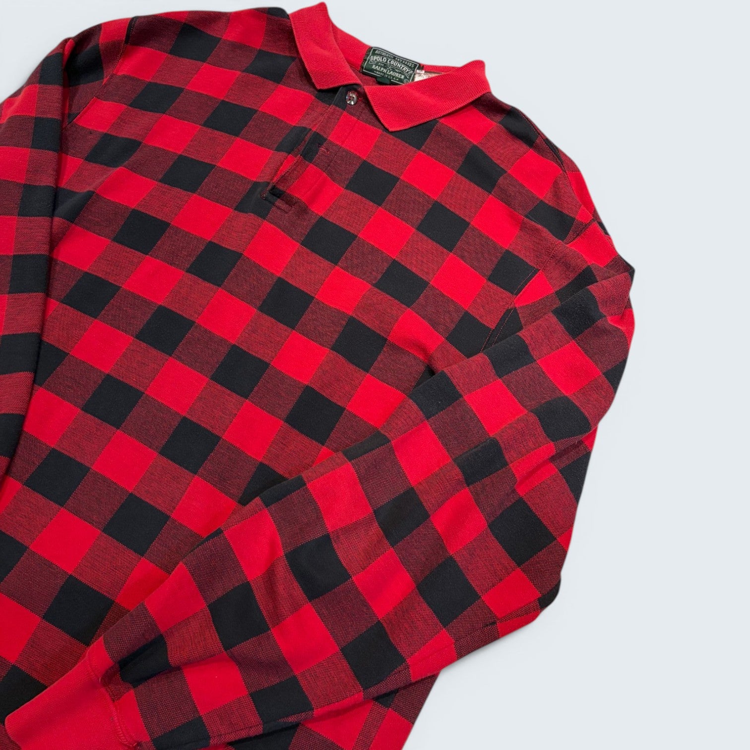 Polo Country Ralph Lauren red buffalo check long-sleeve polo — Size L