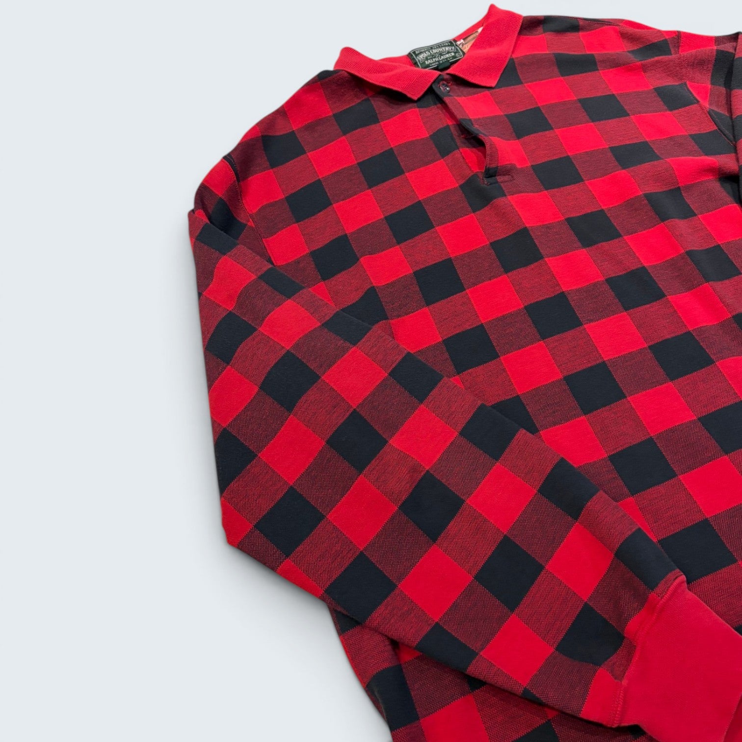 Polo Country Ralph Lauren red buffalo check long-sleeve polo — Size L