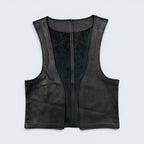 Untitled black leather and suede panel vest — Size M