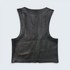 Untitled black leather and suede panel vest — Size M