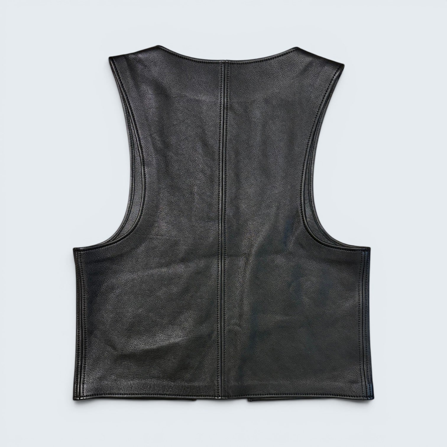 Untitled black leather and suede panel vest — Size M