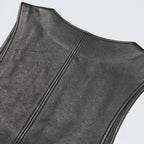 Untitled black leather and suede panel vest — Size M