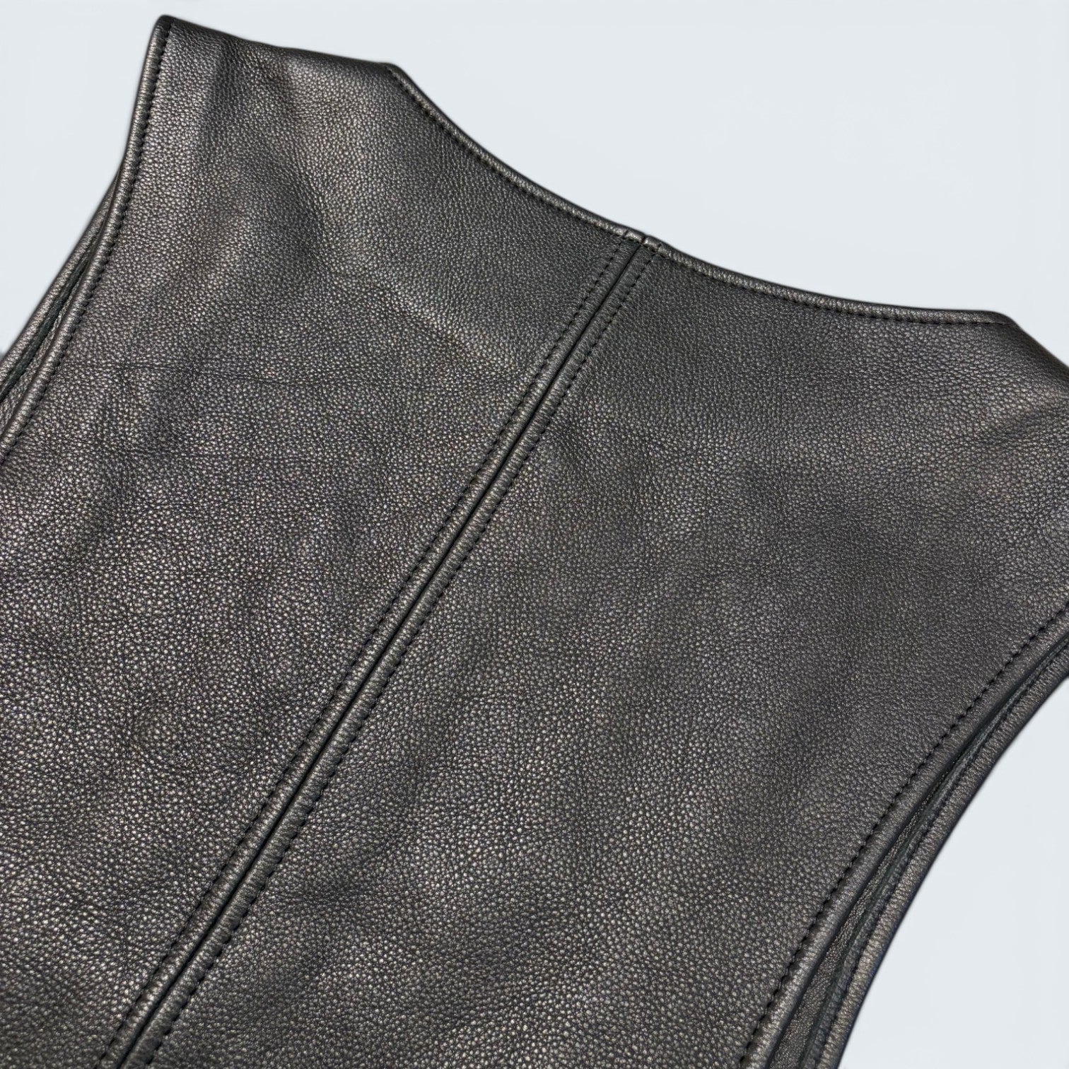 Untitled black leather and suede panel vest — Size M