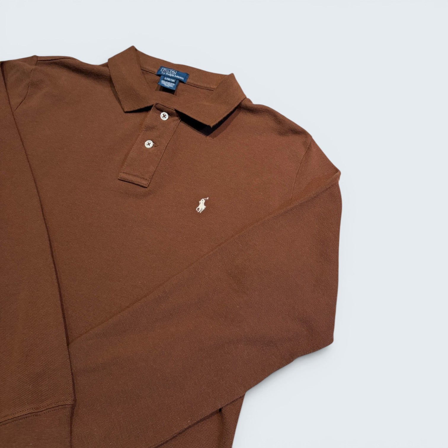 Polo by Ralph Lauren brown long-sleeve polo — Size L (16/18)