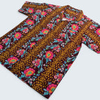 Stoxx Burgundy Floral Leopard Print Camp Collar Shirt — Size M