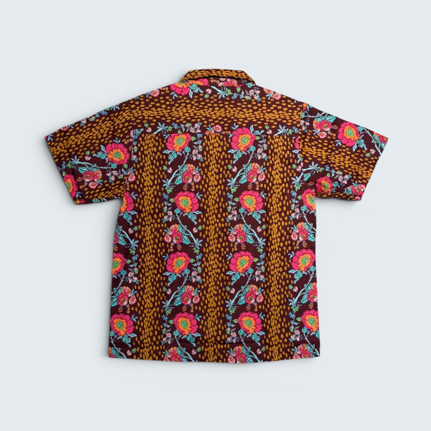 Stoxx Burgundy Floral Leopard Print Camp Collar Shirt — Size M