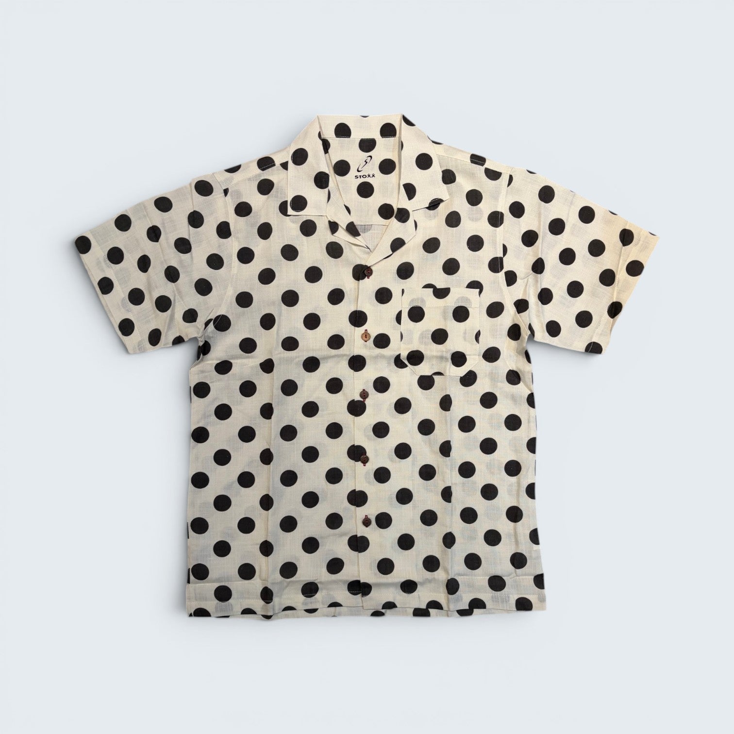 Stoxx Cream Polka Dot Camp Collar Shirt — Size M