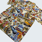 Stoxx Cream Route 66 Americana Print Camp Collar Shirt — Size M