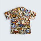 Stoxx Cream Route 66 Americana Print Camp Collar Shirt — Size M