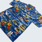 Stoxx Blue Hawaiian Island Scene Camp Collar Shirt — Size M