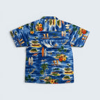 Stoxx Blue Hawaiian Island Scene Camp Collar Shirt — Size M