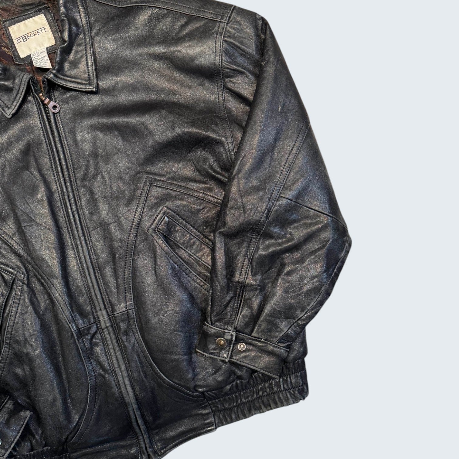 J.T. Beckett XL Black Leather Jacket