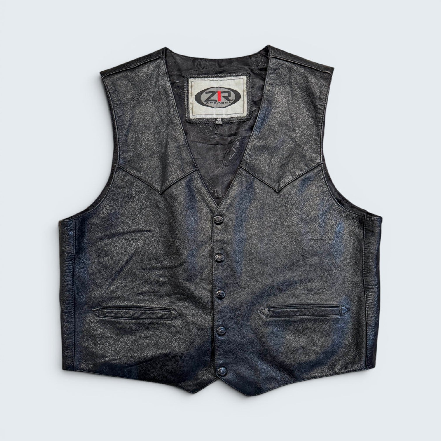 Z1R Apparel 48 Black Leather Biker Vest