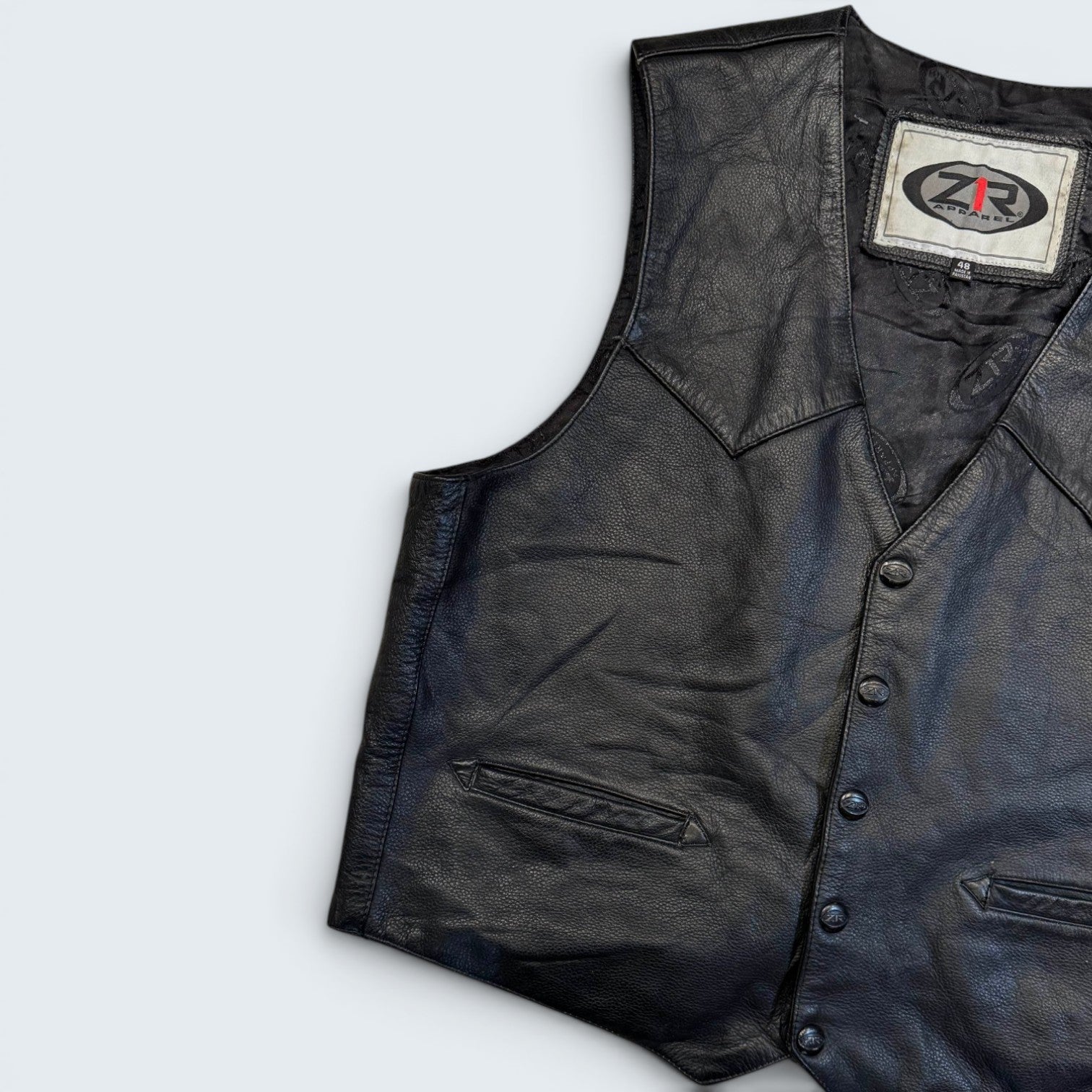 Z1R Apparel 48 Black Leather Biker Vest