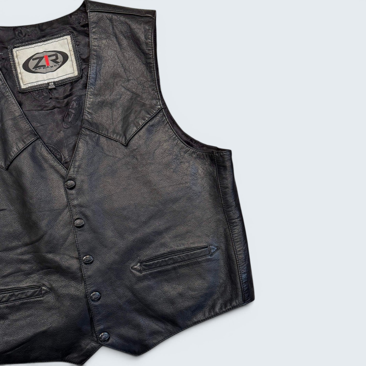 Z1R Apparel 48 Black Leather Biker Vest