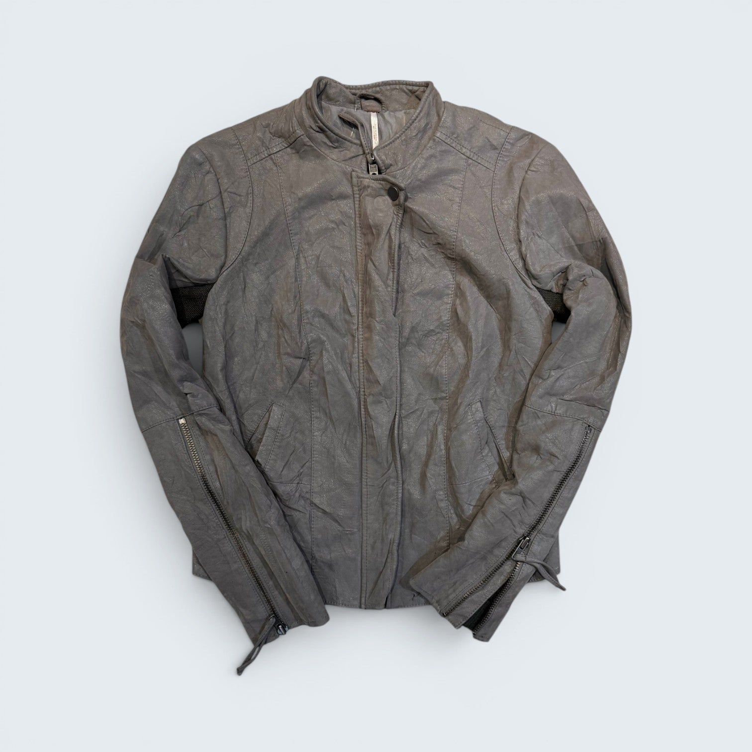 Free People 8 Grey Leather Jacket