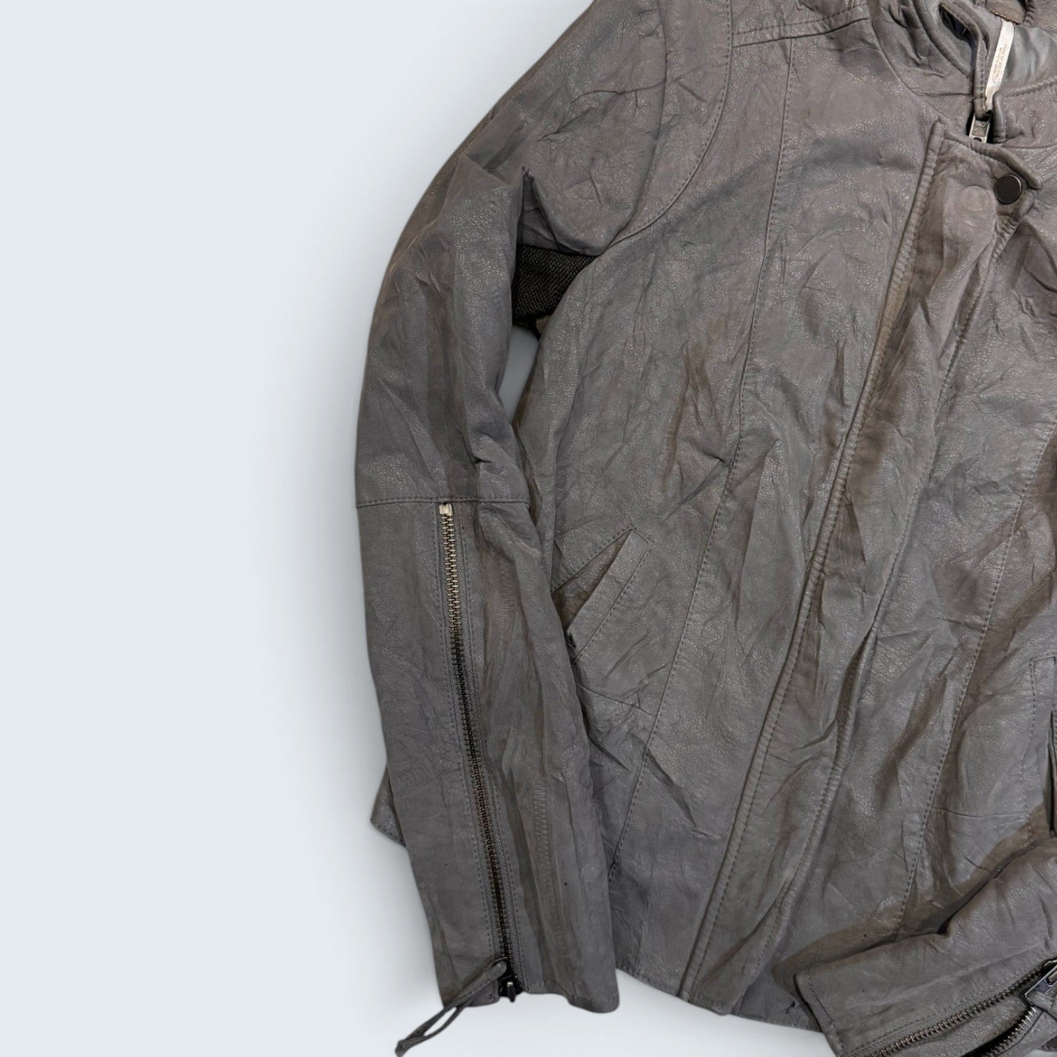 Free People 8 Grey Leather Jacket