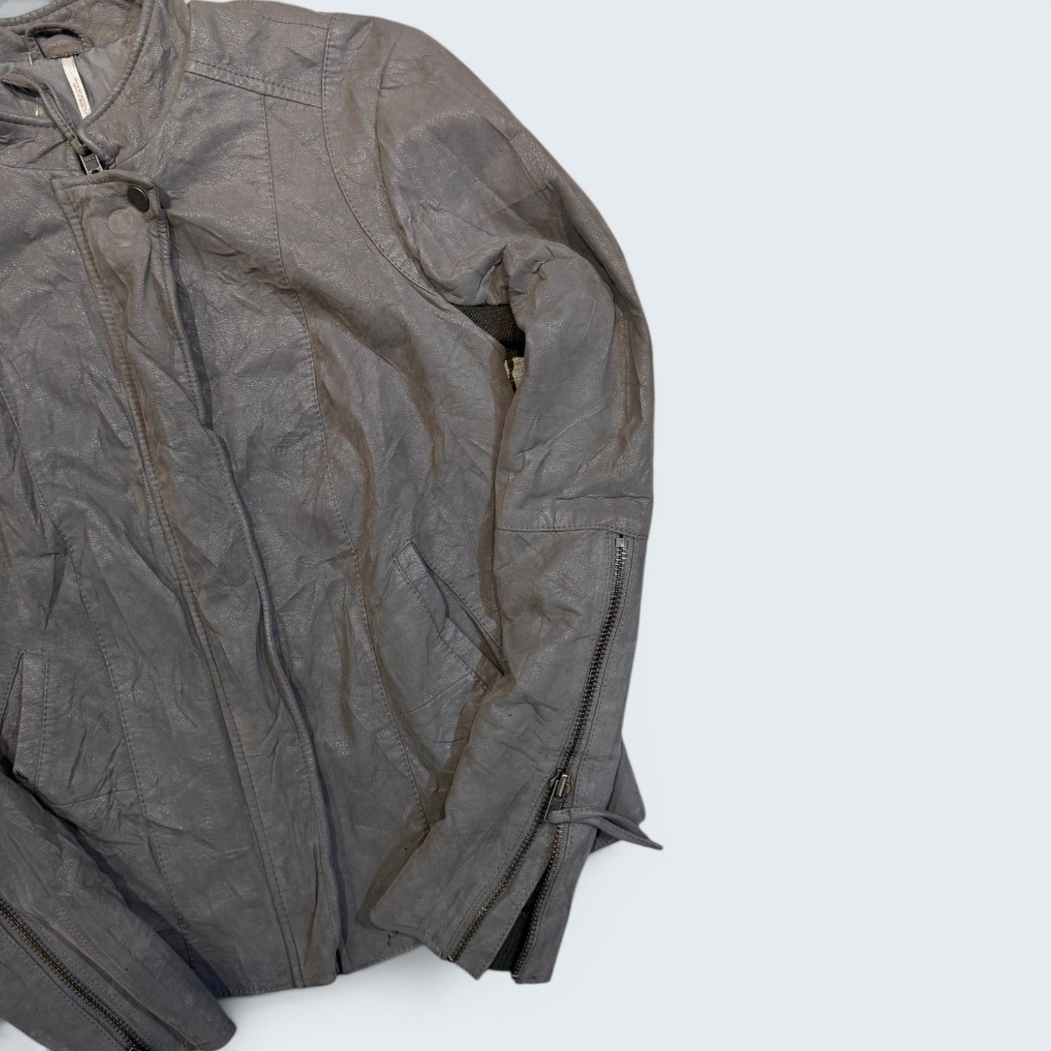 Free People 8 Grey Leather Jacket