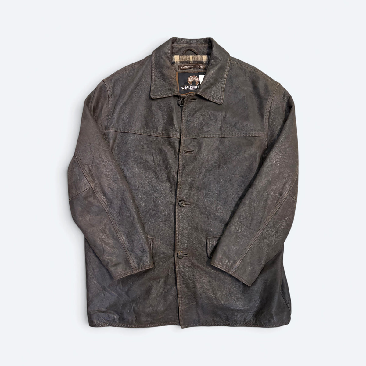 Weatherproof Brown Leather Jacket - L