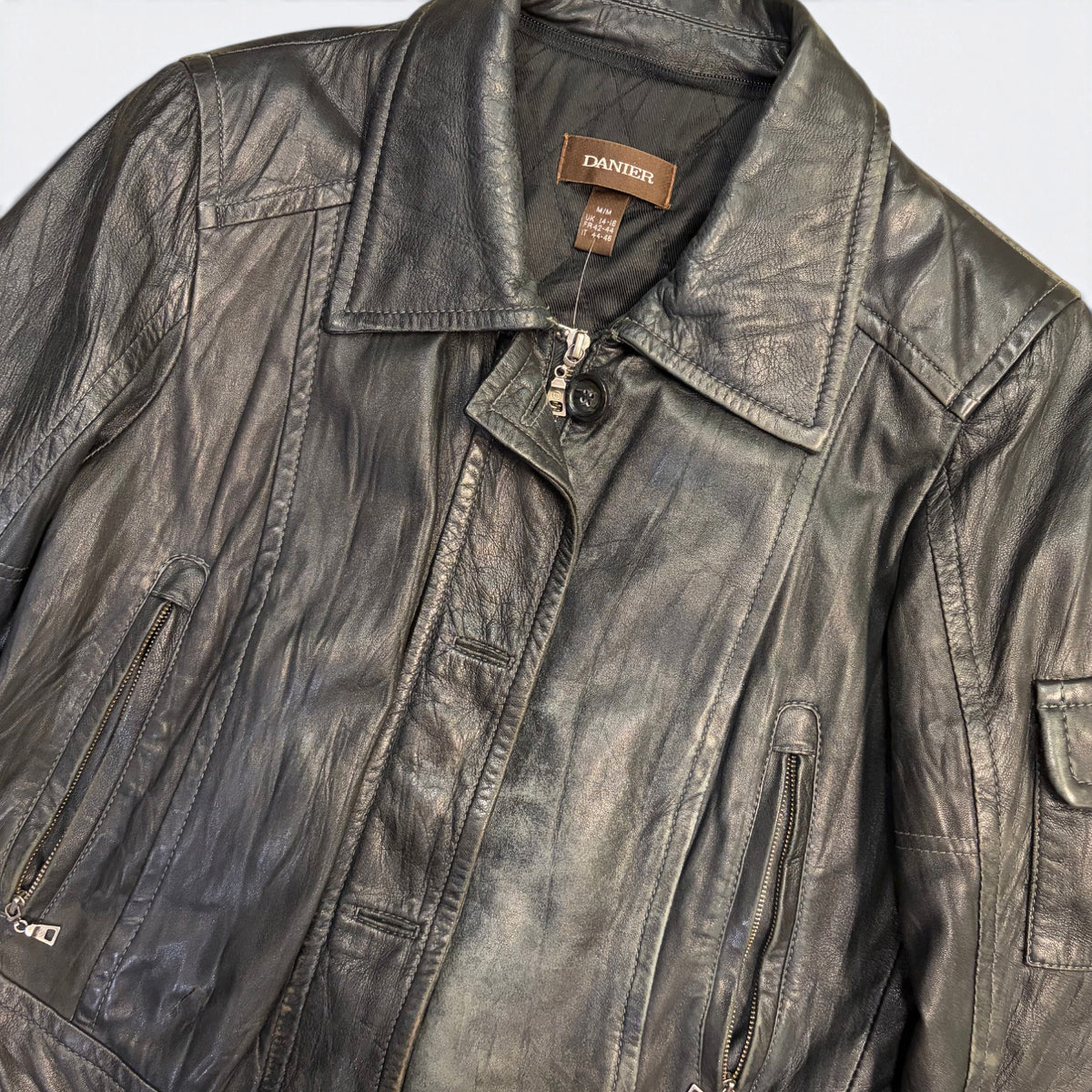 Danier Black Leather Jacket - M