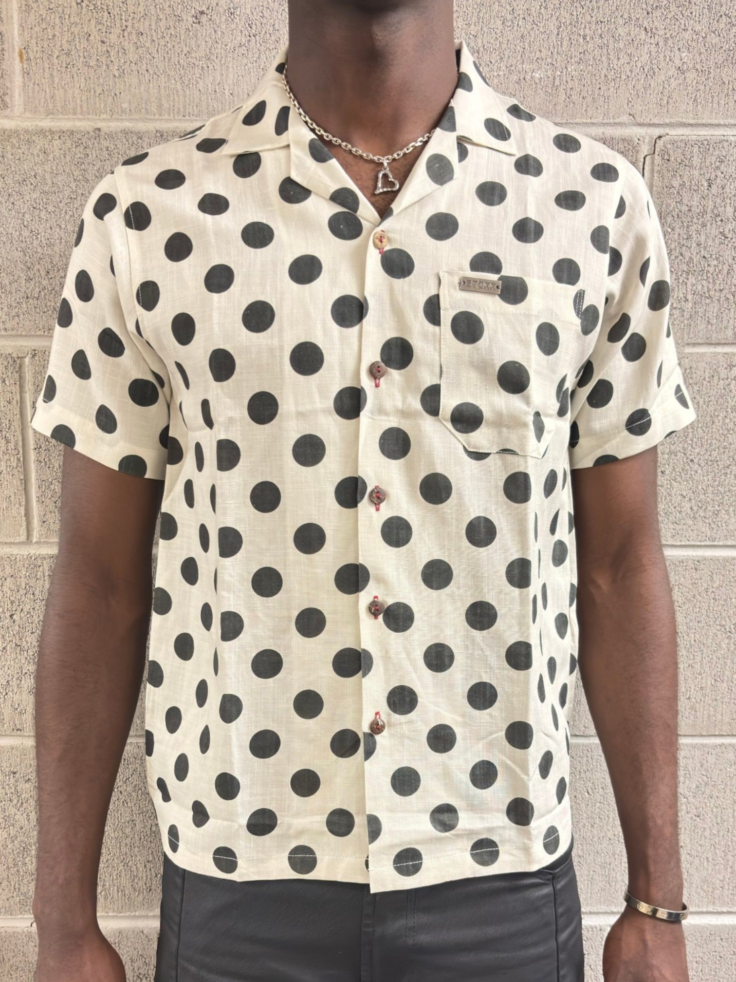 Uncle Luke Polka Dot Hawaiian Camp Collar Shirt
