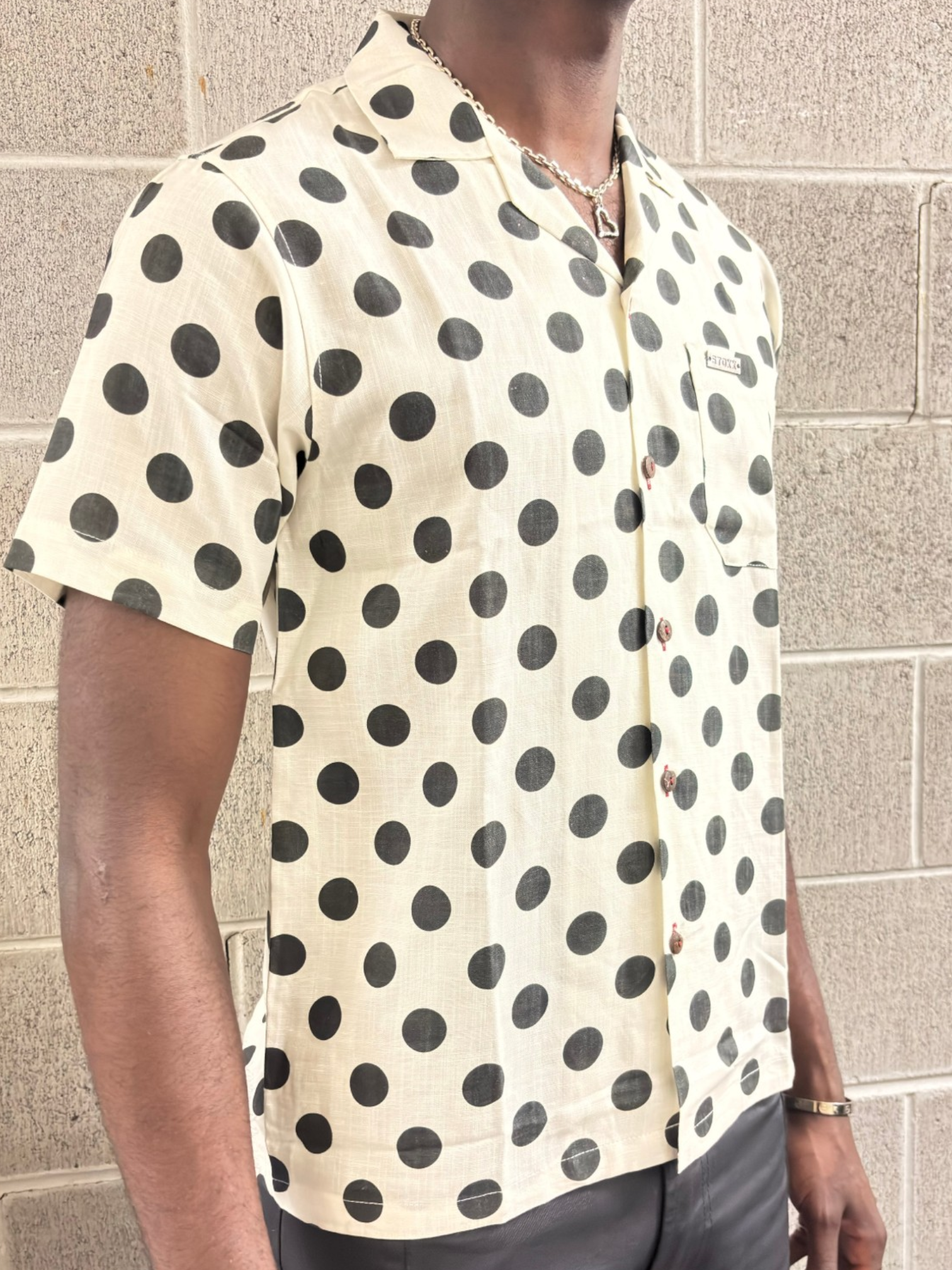 Uncle Luke Polka Dot Hawaiian Camp Collar Shirt