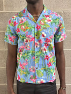 Stoxx Flamingo Tropical Print Hawaiian Camp Collar Shirt — Size M