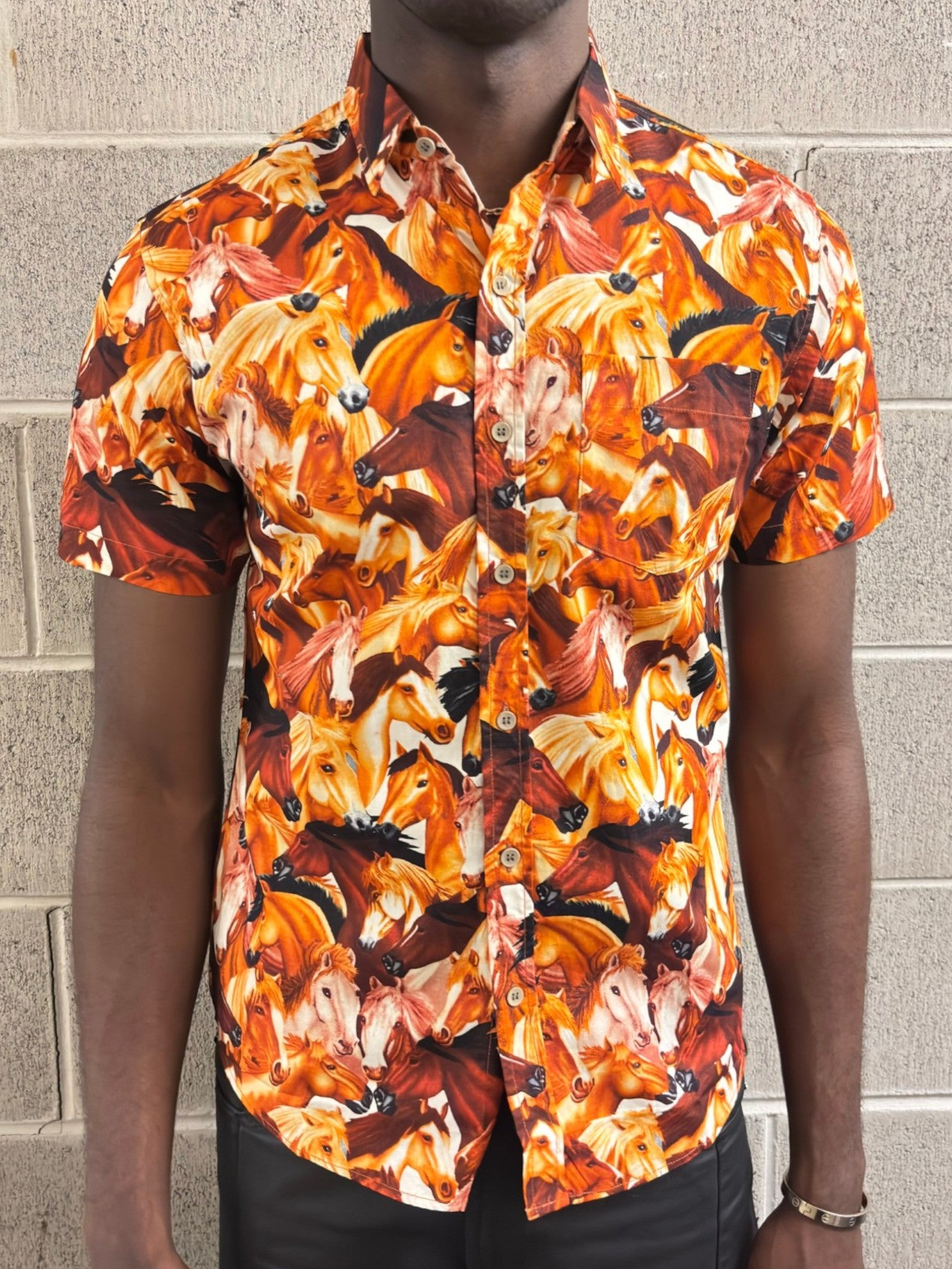 SMART Horses Print Button Up - Size 1