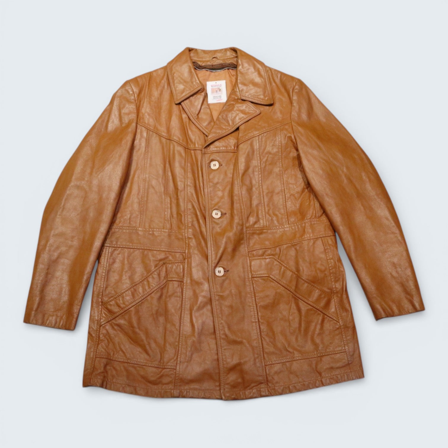 Tan Leather Trench Coat
