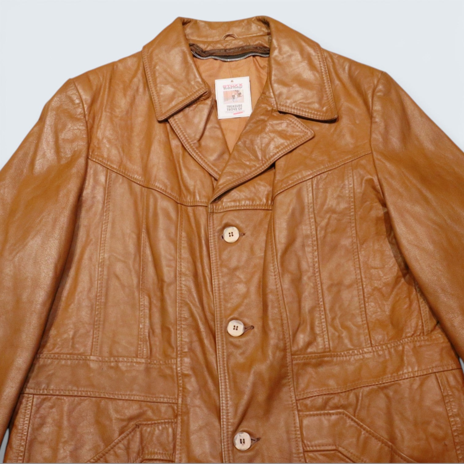 Tan Leather Trench Coat