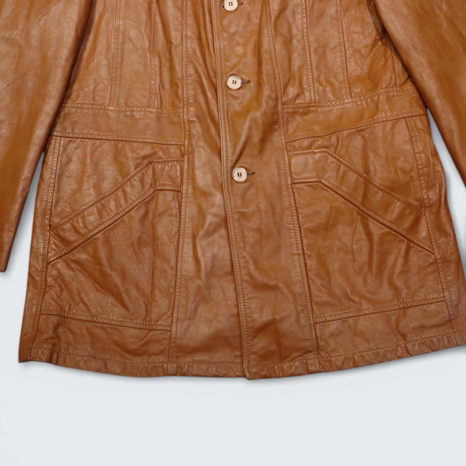 Tan Leather Trench Coat