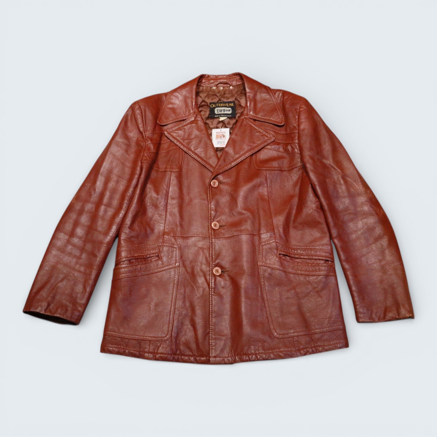 TipTop Mahogany Brown Leather Jacket Size 45