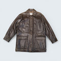 Guy Laroche Gunmetal Brown Leather Jacket Size 40